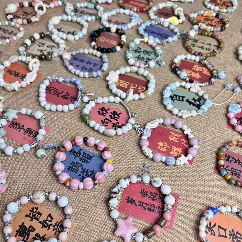 Retro Chinese Ceramic Bracelets - Handcrafted Bead Jewelry With Diverse Charms, Embrace Oriental Elegance Perfect For Boho Jewelry Lovers_voghion.com
