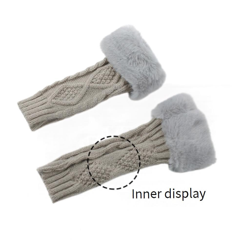 Damskie dzianinowe wełniane rękawiczki z półpalcami – ciepłe i miękkie, z podwójnym wzorem w romby, na jesień i zimę (krótki mankiet, stylowe i wygodne)_voghion.com