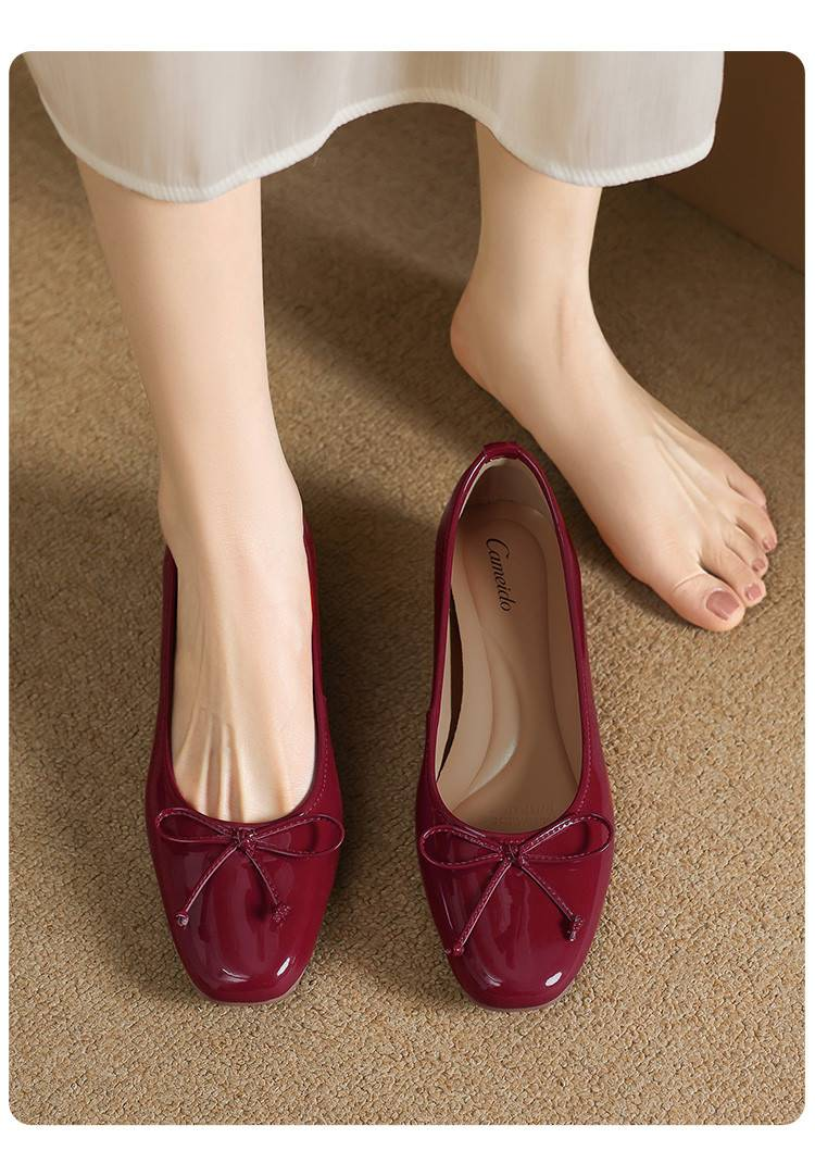 Cameido Women'S Casual Shoes With 1Cm Square Round Head Cowhide Leather And Drip Molding Sole_voghion.com