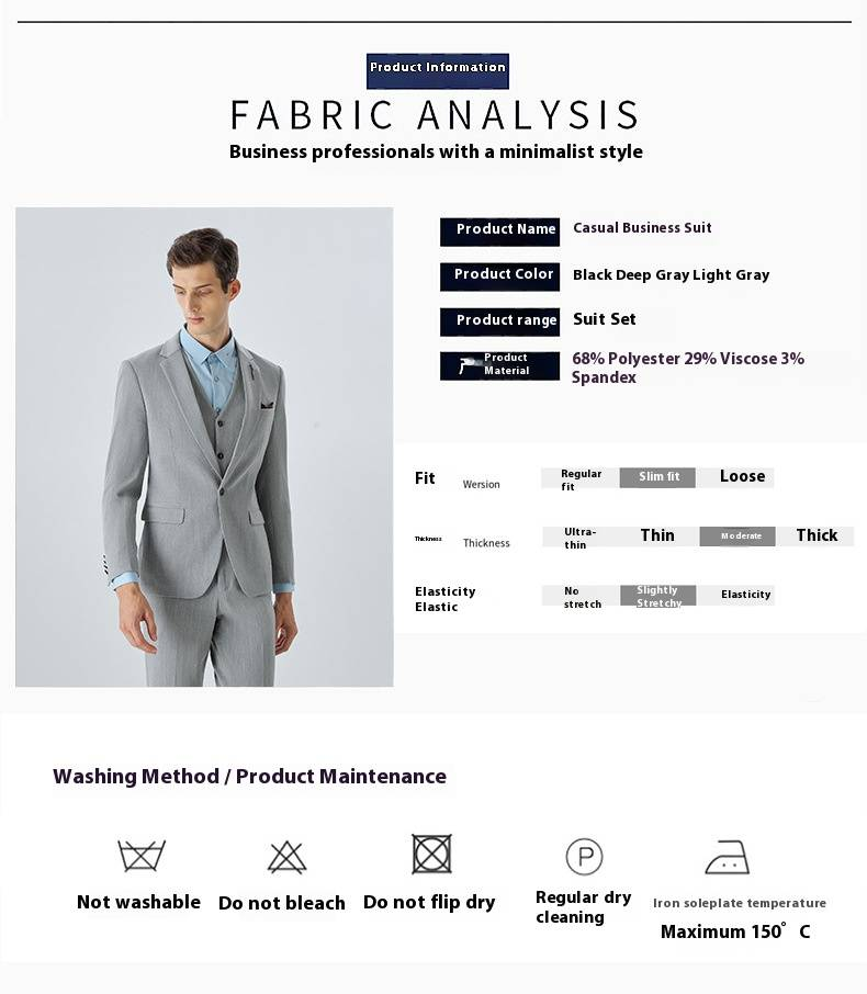 Men's Slim Fit Suit Set With Stripes - Formal Business Blazer & Pants For Wedding, Office & Special Occasions (Black, Gray, 7XL Sizes Available)_voghion.com
