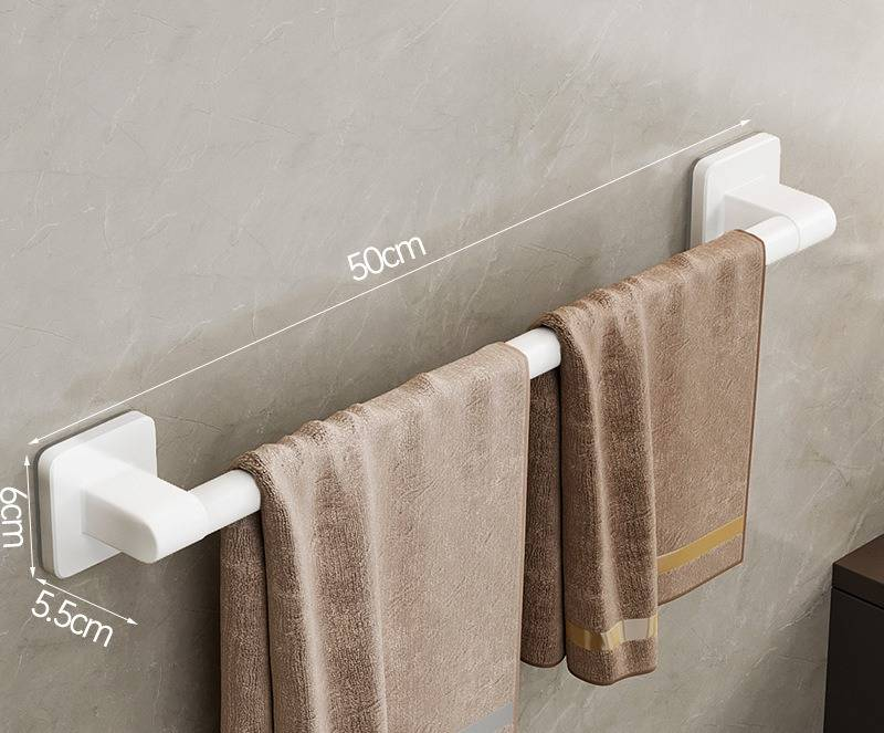 Ruimtebesparende handdoekhouder voor aan de muur, zonder boren, voor in de badkamer - roestbestendig aluminiumlegering, belastbaar tot 10 kg, strak grijs/wit_voghion.com