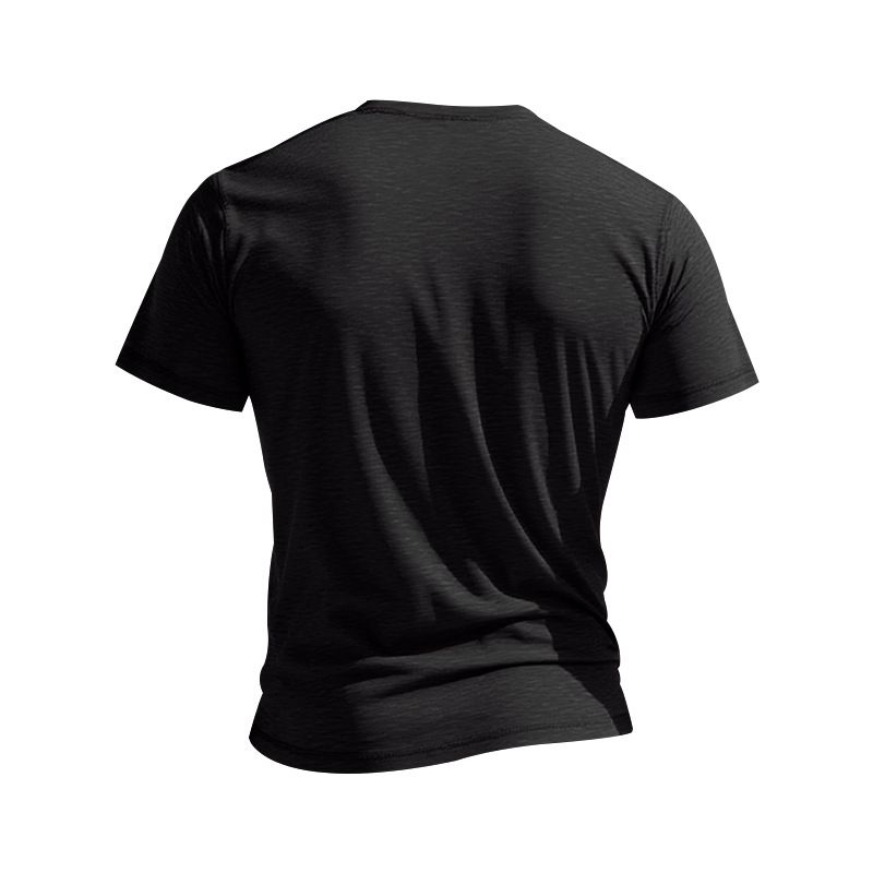 Summer New American Casual Men's Slim Muscle Bamboo Retro Henry Shirt Short Sleeved T Shirt_voghion.com