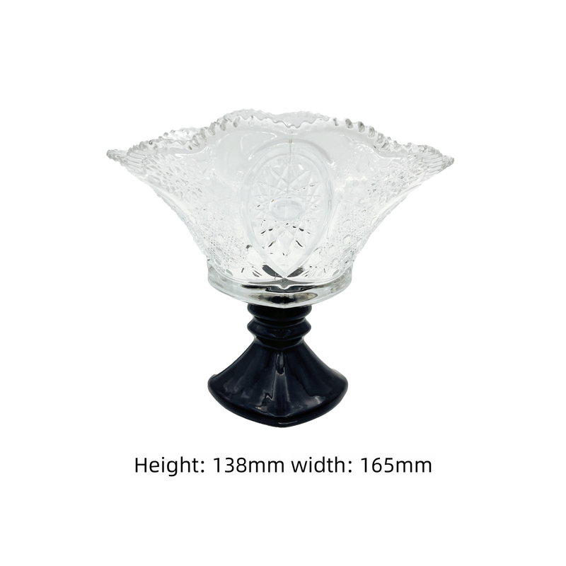 Set Of Two Black Crystal Glass Large Dried Fruit Plates Dessert Home Living Room Cups Carved European Style_voghion.com
