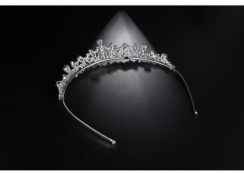 Elegante cerchietto per capelli da sposa con corona e zirconi, accessori per capelli da sposa floreali vintage per donna, tiara in rame realizzata a mano_voghion.com