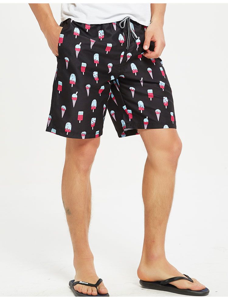 Schnelltrocknende, lockere Passform, Fünf-Punkt-Shorts für Paare in Übergröße mit floralem Muster und mittlerer Länge für den Strandurlaub_voghion.com