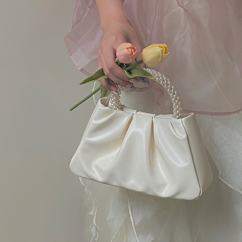 2024 Mini borsa a tracolla singola a spalla singola per telefono cellulare piegata alla moda da donna piccola perla_voghion.com