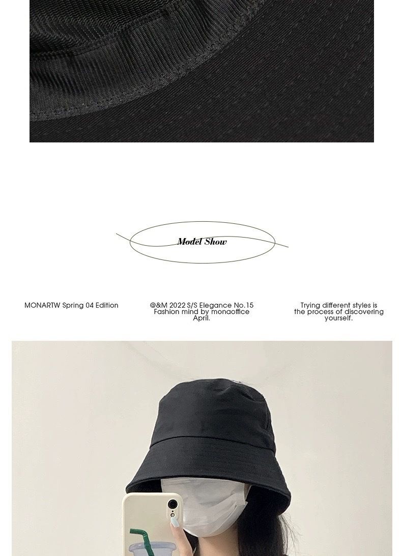 Cappello da pescatore nero da donna, primavera e autunno, versione coreana, casual, tutto abbinato, protezione solare, stile giapponese, cappello da sole_voghion.com