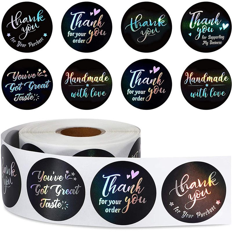 Customizable Thermal Laser Holographic Sticker Labels - Gold/Silver Reflective D30 Labels For Packaging & Branding_voghion.com