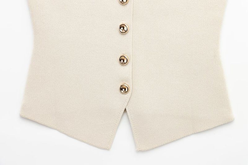 Gilet da donna in maglia con piccole pieghe e gonna patchwork_voghion.com