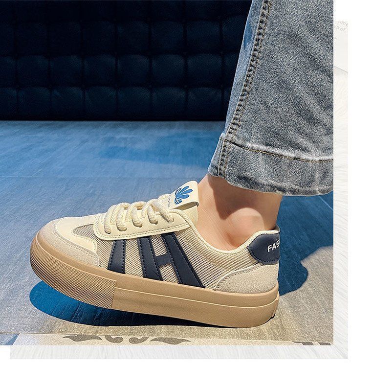 Nischendesign Mesh-Sportschuhe Damen Moral Training Board Schuhe Trendy Dickbesohlte Weiße Schuhe_voghion.com