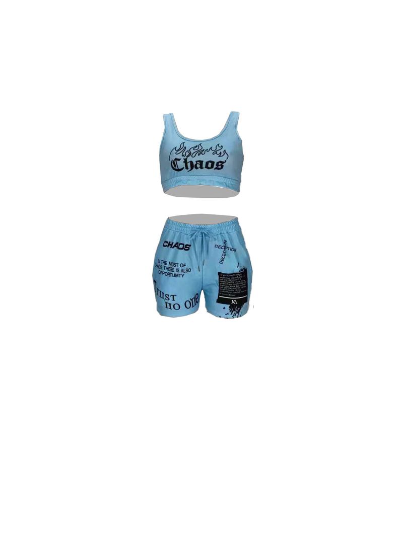 Women's monogrammed printed tank top with pocket tracksuit_voghion.com