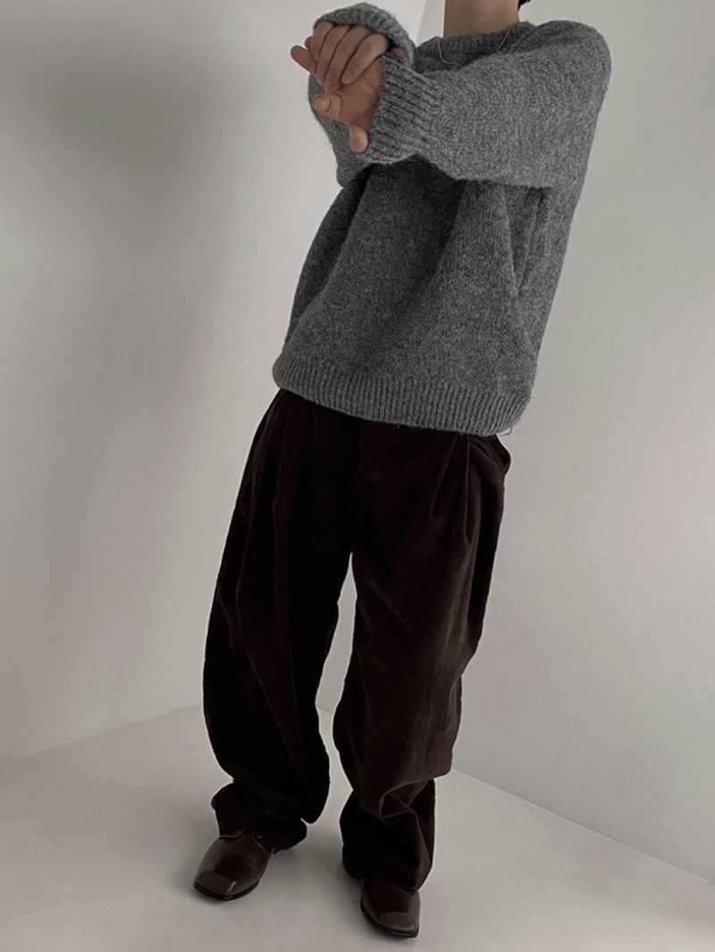 Men’s Chunky Knit Sweater – Oversized Relaxed Fit, Soft Textured Pullover, Casual Boho Style For Autumn & Spring_voghion.com