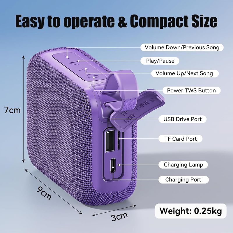 Enceinte Bluetooth 10 W sans fil, étanche, TWS, RGB, autonomie 12 h, portable_voghion.com