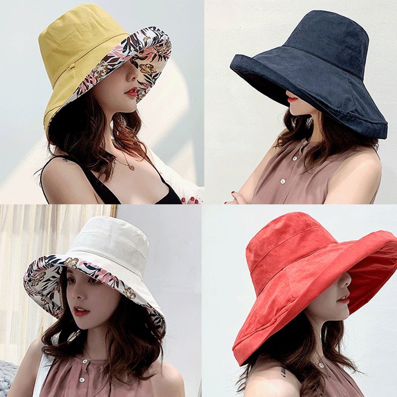 Nouveautés 2024 Chapeau seau pour femme Chapeau de pêcheur panaméen à grand bord pour femme, quatre saisons, double face, pare-soleil C_voghion.com