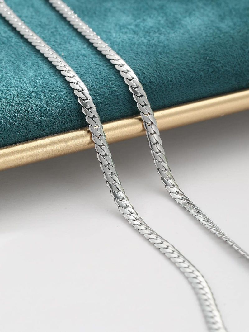 silver solid chain unisex necklace_voghion.com