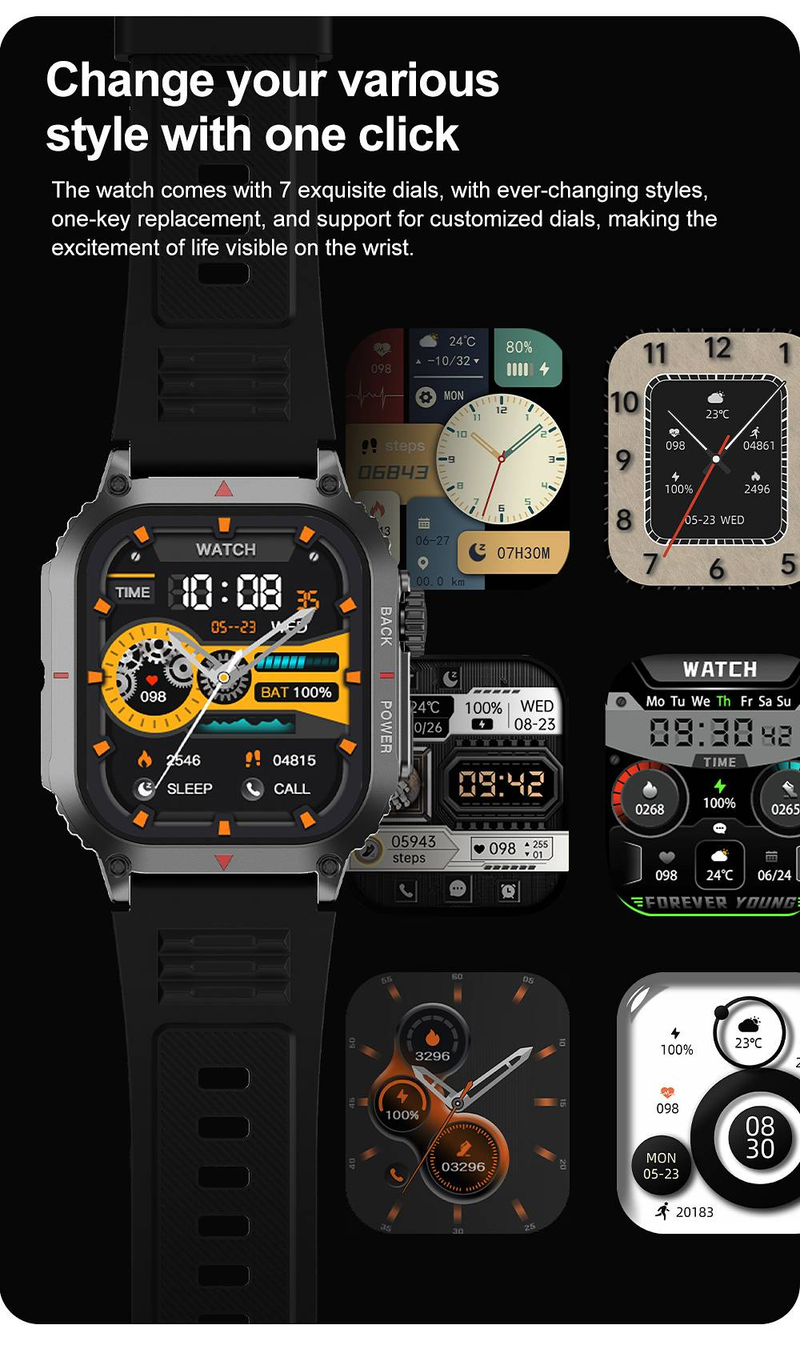024 Neue Sport GPS Robuste Militär Smart Watch Männer Fitness Uhren IP68 Wasserdicht 1,95'' AI Voice NFC Bluetooth Anruf Smartwatch_voghion.com