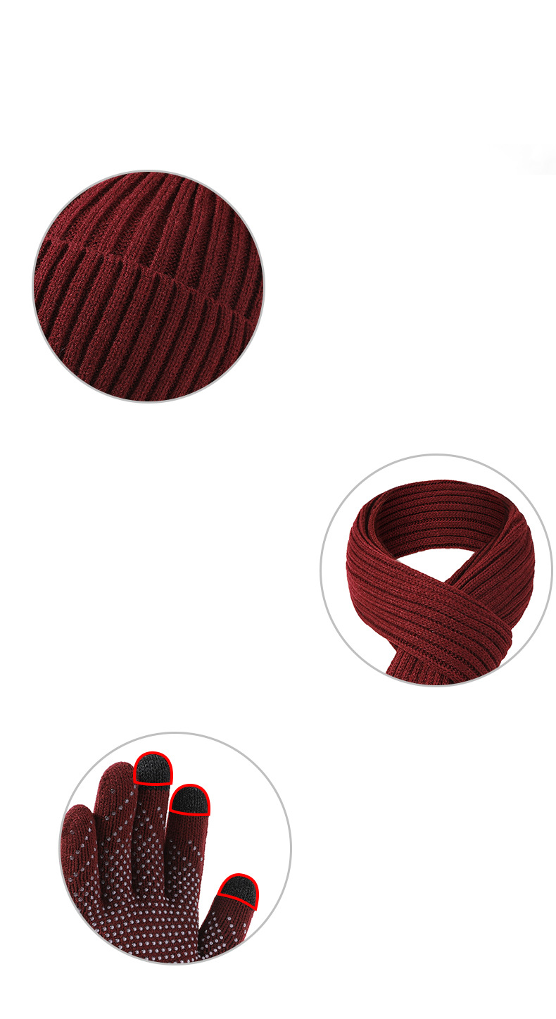 Trapper Hats Hat, scarf and gloves knitted three-piece autumn and winter thickened warm knitted men's and women's suit_voghion.com
