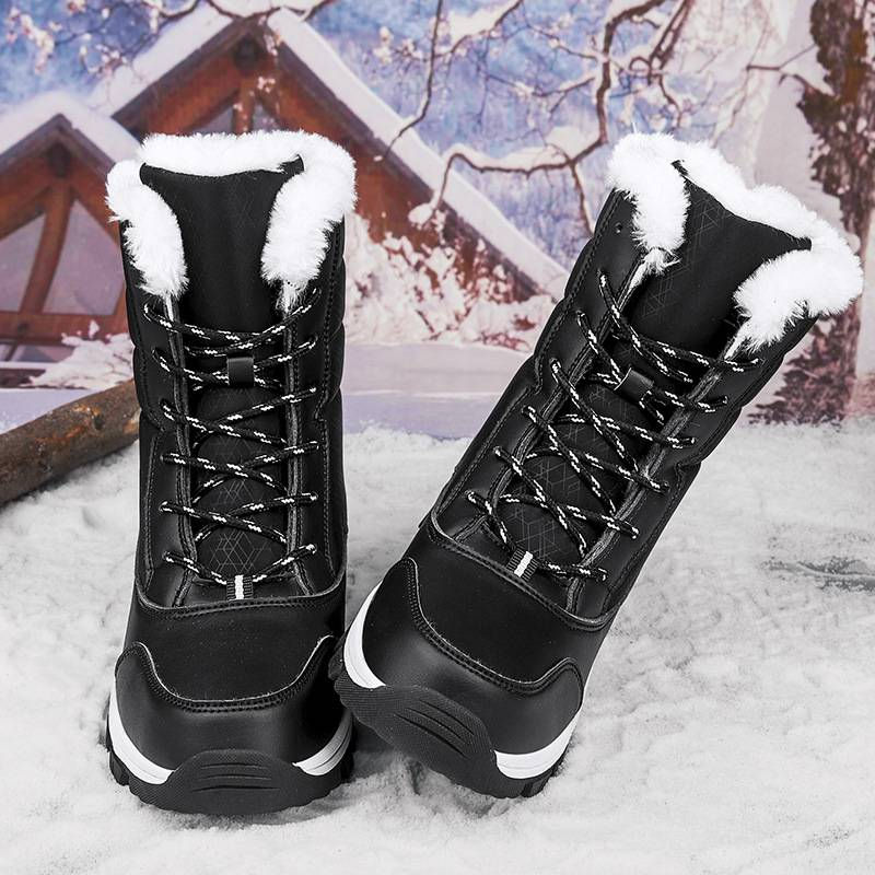 Chaussures pour femmes automne et hiver plus velours épaissi imperméable antidérapant semelle épaisse bottes chaudes en coton du Nord-Est_voghion.com