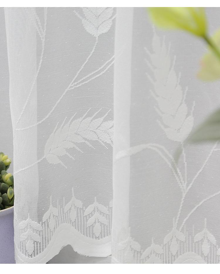 Tenda per porta in pizzo – Tenda da caffè in poliestere trasparente – Senza foratura – 3 misure (100/150/180 cm) – Motivo in pizzo di grano e palma_voghion.com