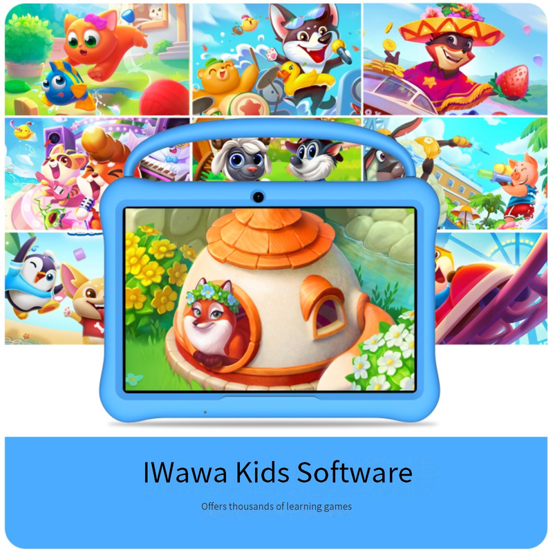 Tableta de aprendizaje para niños Pritom M10: tableta educativa Android de 10 pulgadas con WiFi y Bluetooth, soporte, 64 GB de almacenamiento, cámara dual, batería de 7 a 9 horas, color rosa/azul_voghion.com