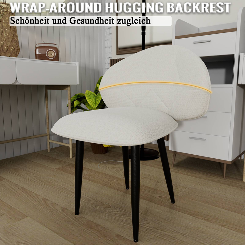 8er-Set moderne Esszimmerstühle, Chill, breite Rückenlehne, weiche Stoffpolsterung und stabile Metallbeine für Küche und Esszimmer, Beige_voghion.com