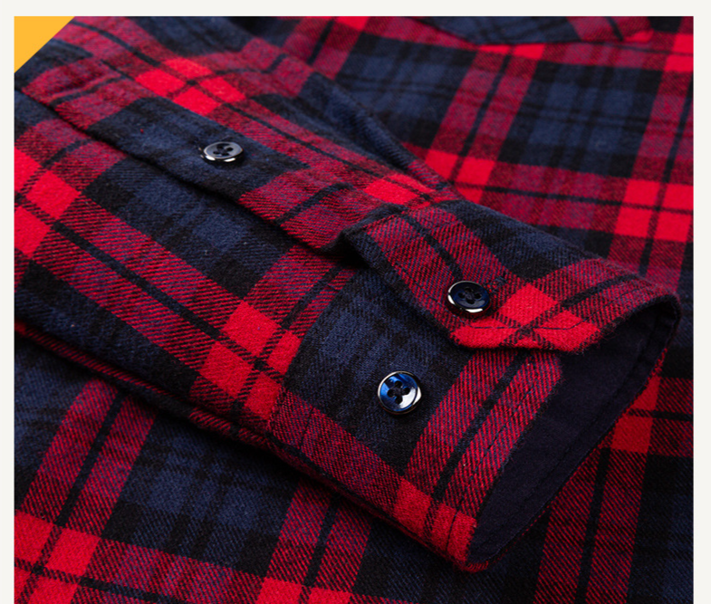 Camisa de lana de cordero para hombre. Camisa de franela a cuadros con forro de sherpa. Algodón suave, cálida y cómoda. Casual y elegante. Tallas grandes._voghion.com