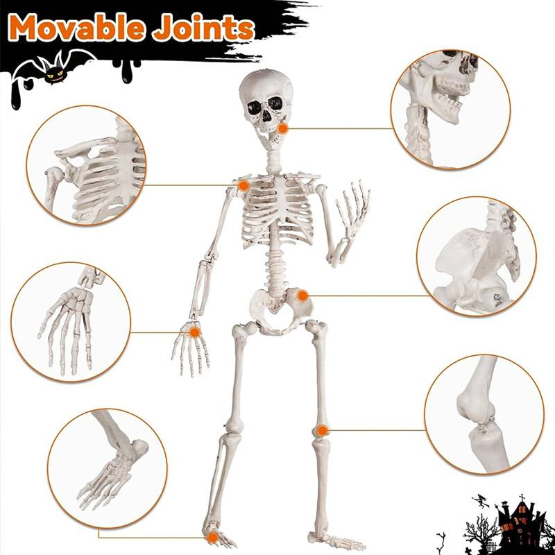 Esqueleto de Halloween 40cm 90cm Simulação de Esqueleto Humano de Plástico Decoração de Casa Mal-Assombrada_voghion.com