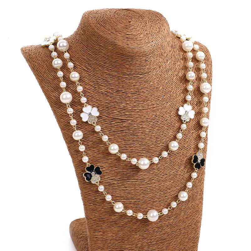 Parelketting met klaverblad – gelaagde gouden ketting (leuk en stapelbaar)_voghion.com