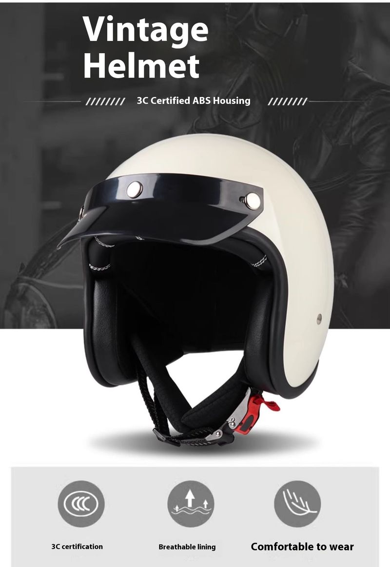 Retro Motorcycle Helmet 3/4 Open Face With Bluetooth & Interchangeable Goggles - ABS Lightweight Safety Helmet For Men & Women_voghion.com