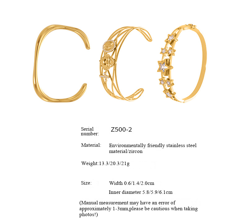 Sugar Cube Women's Stainless Steel Diamond Studded Star And Cross Bangle Elegant, Simple, Stylish, Versatile, And Can Be Stacked As A Bracelet_voghion.com