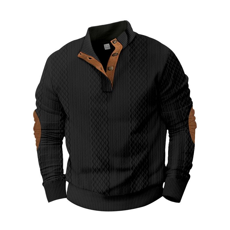 "Maglione da uomo in jacquard 3D – Collo alto con mezza zip (leggero, design strutturato)"_voghion.com