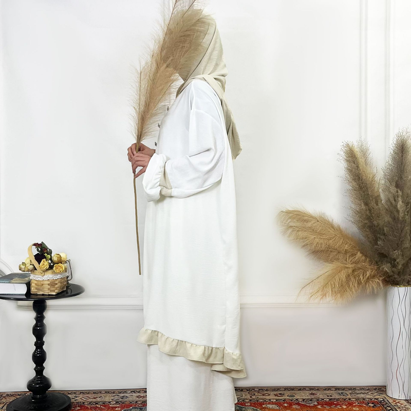 Women's Clothing Solid Color Ruffled Burkha Two Piece Set_voghion.com