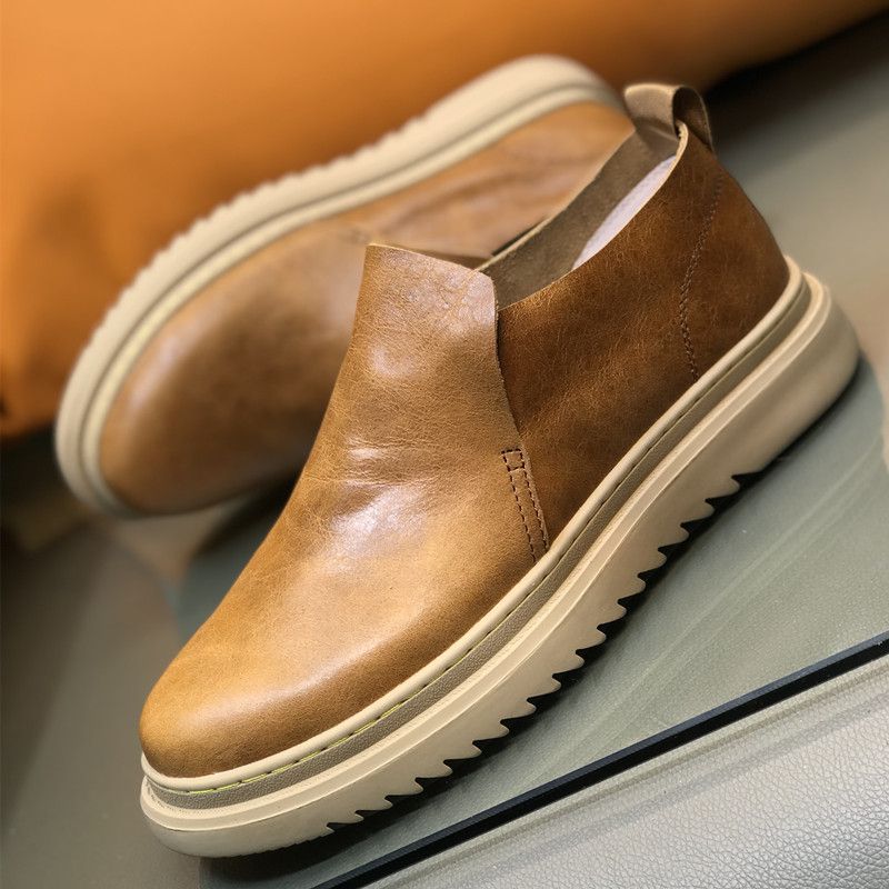 Gerade Schuhe, polierte Leder-Loafer, Herren-Fußpedale, dünne, atmungsaktive Freizeit-Boardschuhe_voghion.com