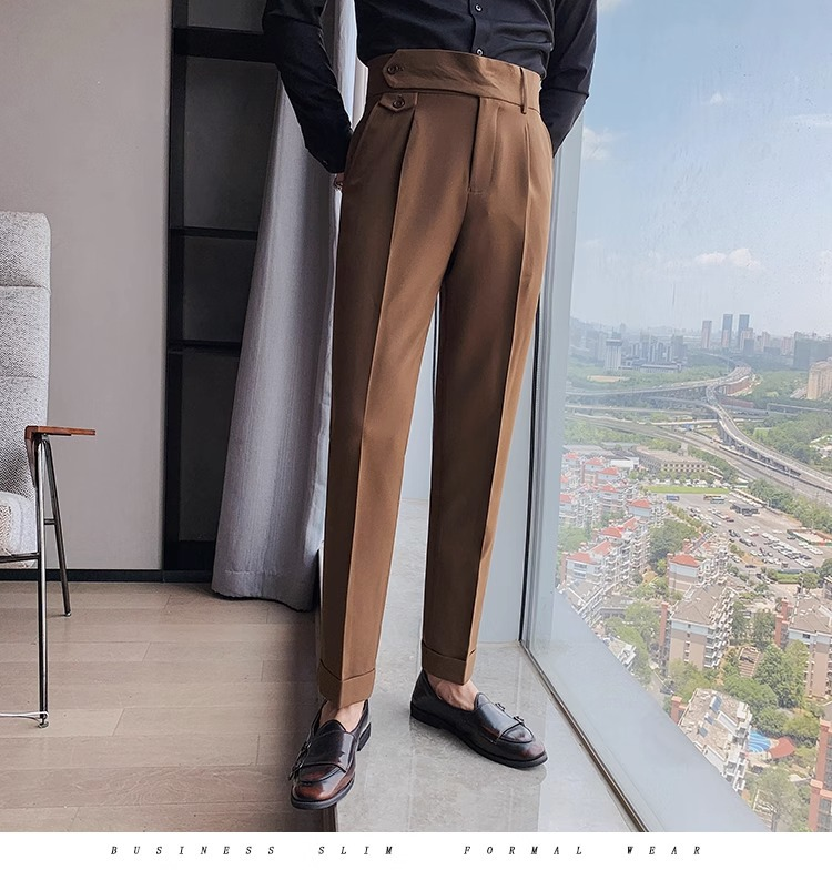 Erkek günlük giysi Pantolon Sonbahar Kış Moda Yeni Düz Gevşek Erkek takım elbise Pantolon Zarif Yumuşak Pantolon Napoliten Pantolon_voghion.com