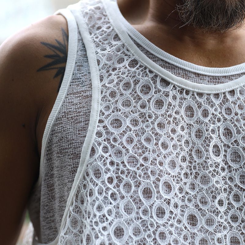 Ensemble 2 pièces pour homme, gilet et t-shirt sans manches, décontracté et respirant, coupe ample, couleur unie, idéal au quotidien (blanc, noir) - S-XXXL_voghion.com