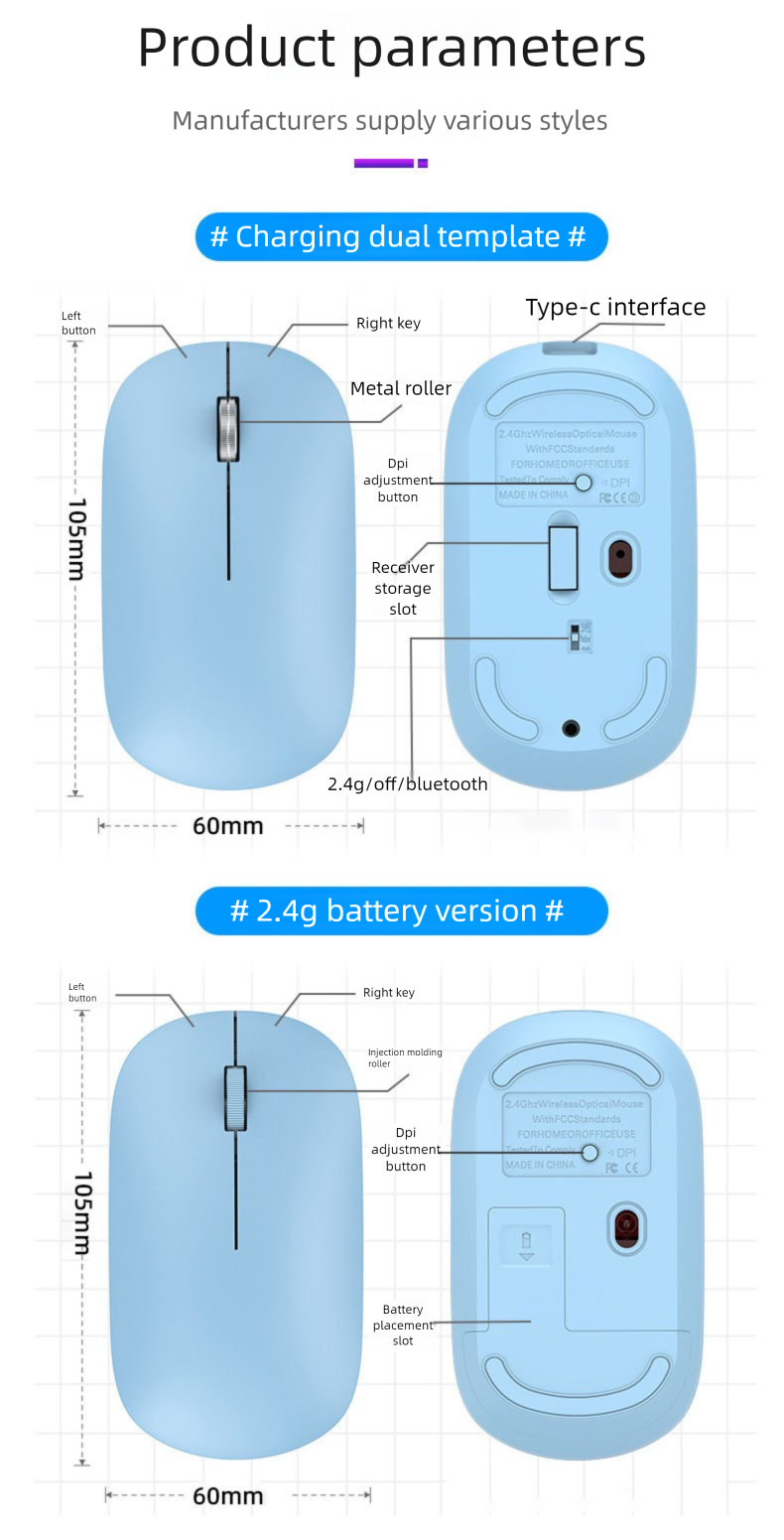 Wireless Dual-Mode Universal Silent 2.4g Bluetooth Mouse For Laptop And Desktop Computers_voghion.com