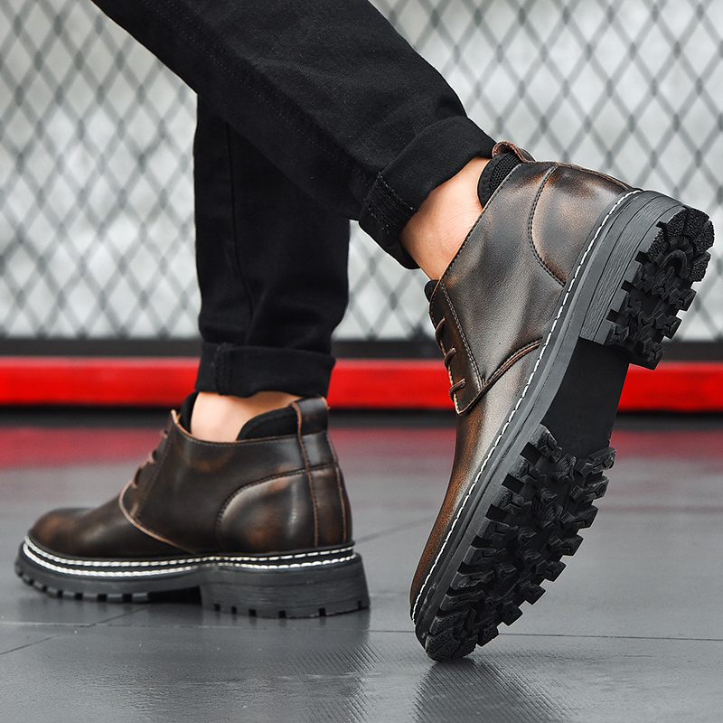 Män Läder Casual Martin-stövlar Lättviktsskor för män löparskor_voghion.com