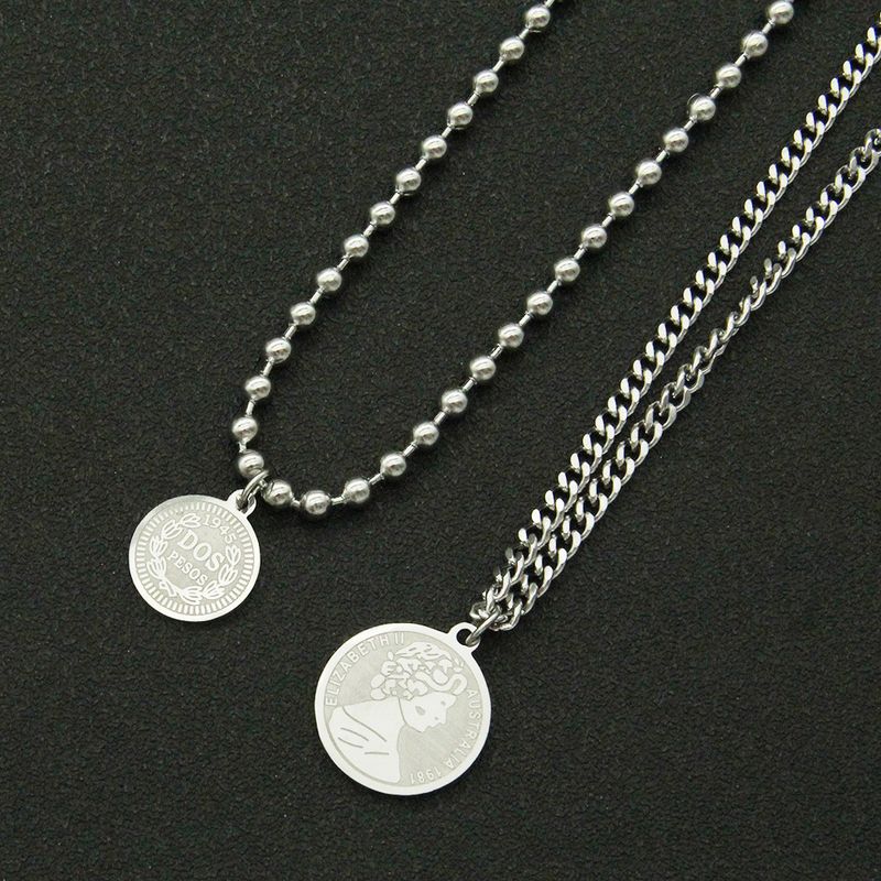 Collana con ciondolo a doppio strato, stile retrò europeo e americano, con perline cubane, per donna, alla moda, con catena per clavicola_voghion.com