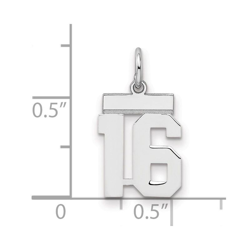 Sterling Silver/Rhodium-plated Polished Number 16 Charm_voghion.com