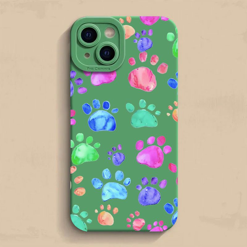 Coque de téléphone à empreintes de chien colorées pour iPhone 15 14 13 12 11 Pro Max X XR XS 7 8 Plus SE 2020 Motif Housse de protection en silicone_voghion.com