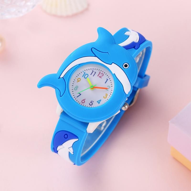 Cartoon Children's Watch Silicone 3D Student Cute Quartz Watch Dream Childlike Interest Dolphin Pattern Watch_voghion.com