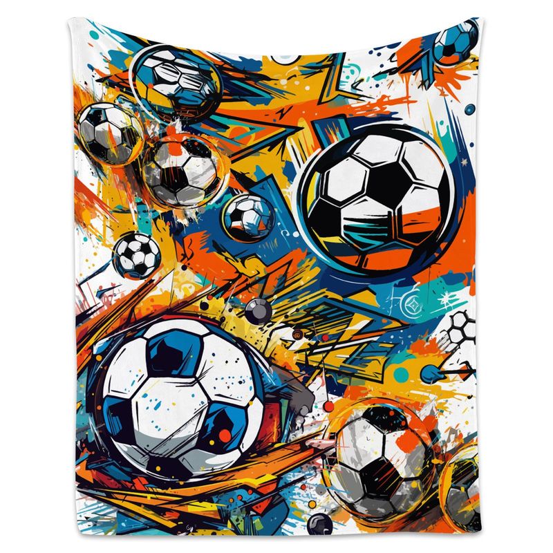 Fußballdecke, weich und bequem, Flanell, warm, für Zuhause, unverzichtbare bedruckte Decke, Geschenk für Männer und Frauen_voghion.com