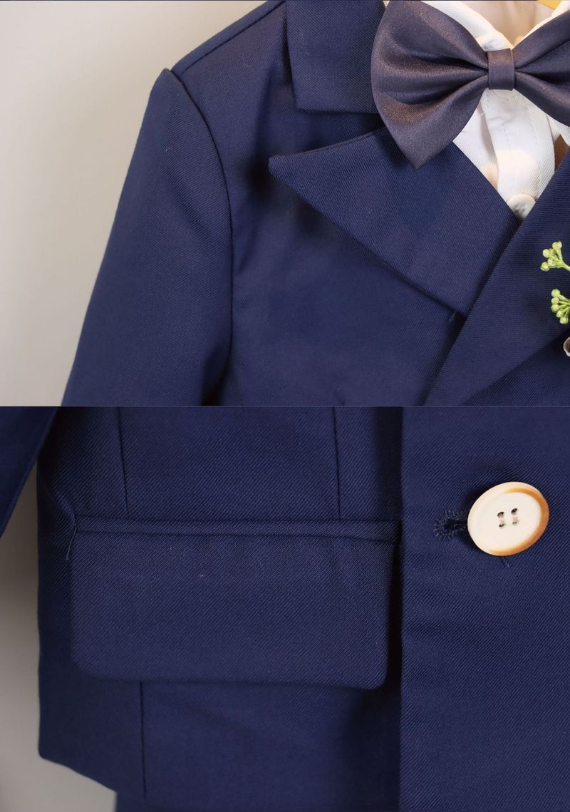 Completo formale da ragazzo, composto da 3 pezzi, blazer, gilet, pantaloni, papillon e boutonniere, per compleanno, matrimonio, concorso, stile britannico, autunno e inverno._voghion.com