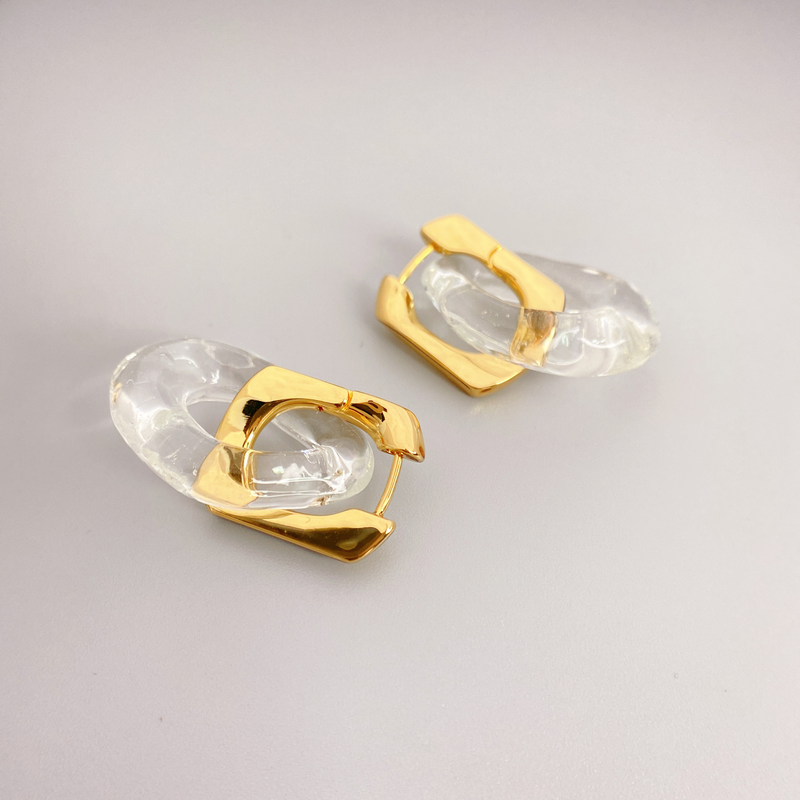Nuovi orecchini alla moda staccabili per le donne, a forma di U irregolare con pendente in vetro, accessori per le orecchie alla moda_voghion.com