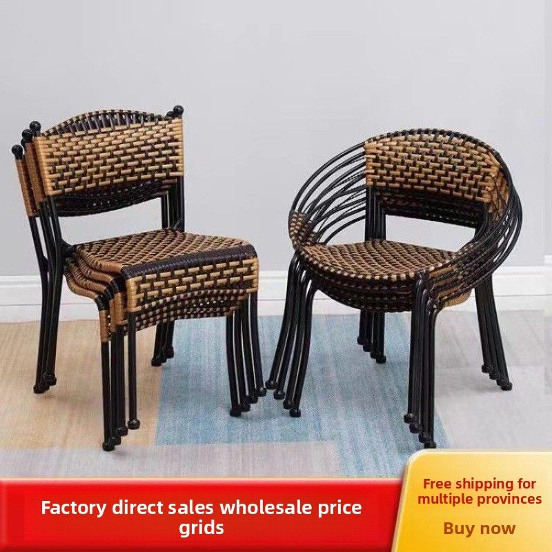 Cadeira de jantar com encosto pequeno, sala de estar, varanda, casa, lazer, rattan, tecido à mão, oferta especial_voghion.com