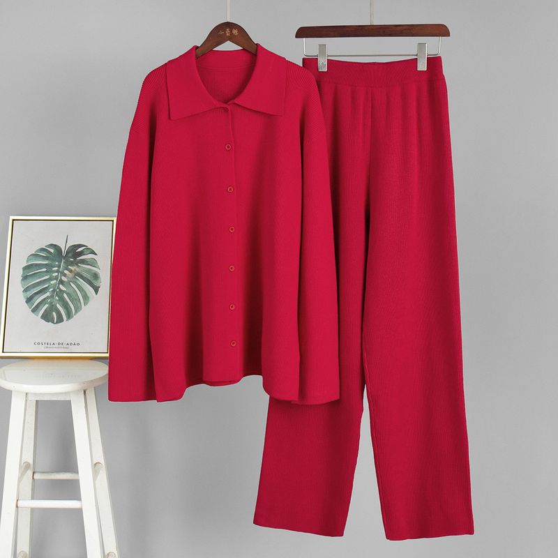 Knitted Cardigan And Long Pants 2025 Autumn Winter New Loose Two-Piece Casual Sweater Set For Women_voghion.com