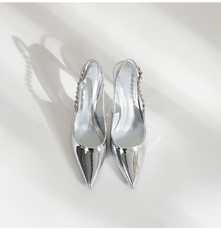 Scarpe da donna alla moda con tacchi fini, alto senso dell'uso quotidiano, bellissima linea singola con scarpe singole a punta_voghion.com