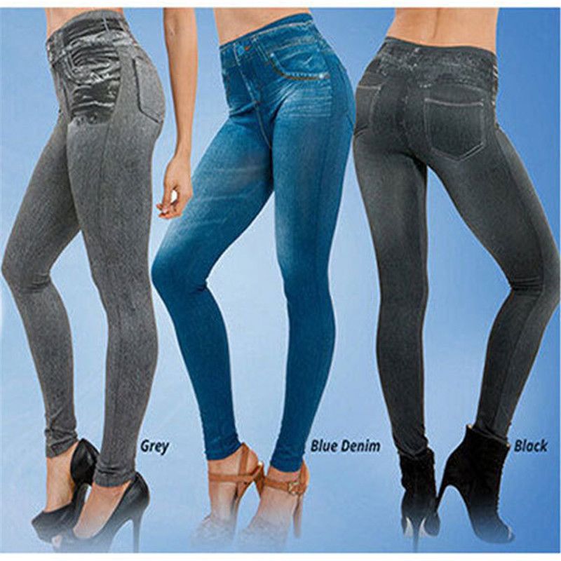 Vêtements pour femmes Leggings en jean grande taille Pantalon skinny à haute élasticité pour femmes_voghion.com