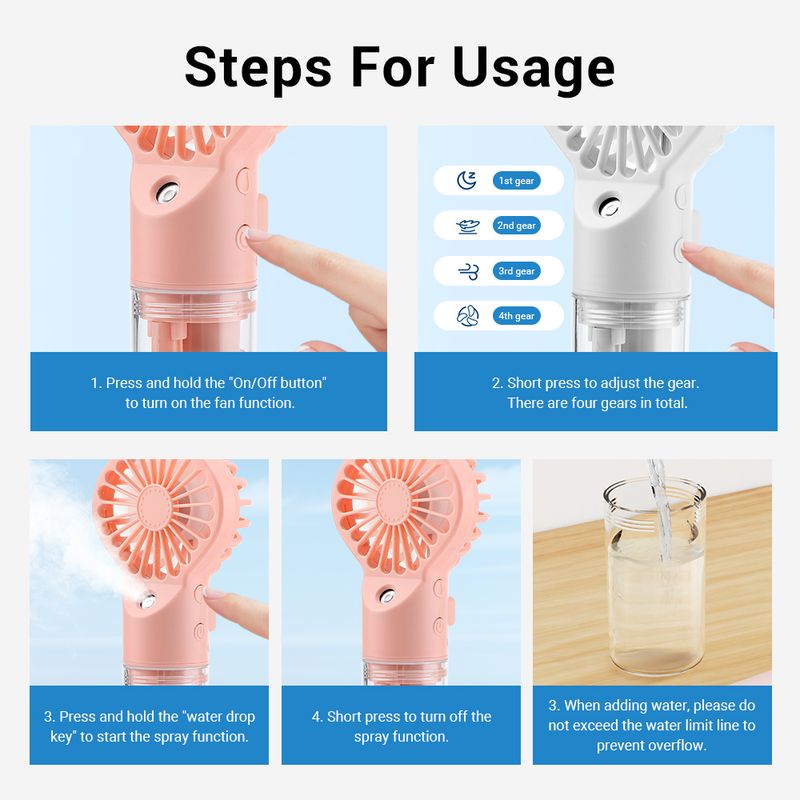 New Handheld Mini Air Conditioner USB Rechargeable Portable Mist Cooler Cooling Spray Humidifier Fan For Home Office_voghion.com