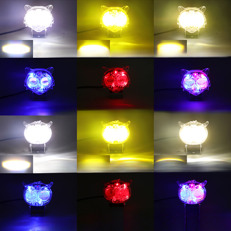 Motorsykkel LED Rainbow Owl Tiger Style Spotlight Elektrisk kjøretøy Modifisert frontlykt_voghion.com